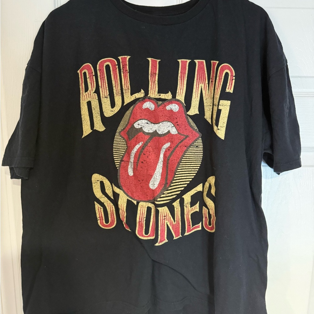 Vintage The Rolling Stones Black Cotton T-Shirt Size 2XL